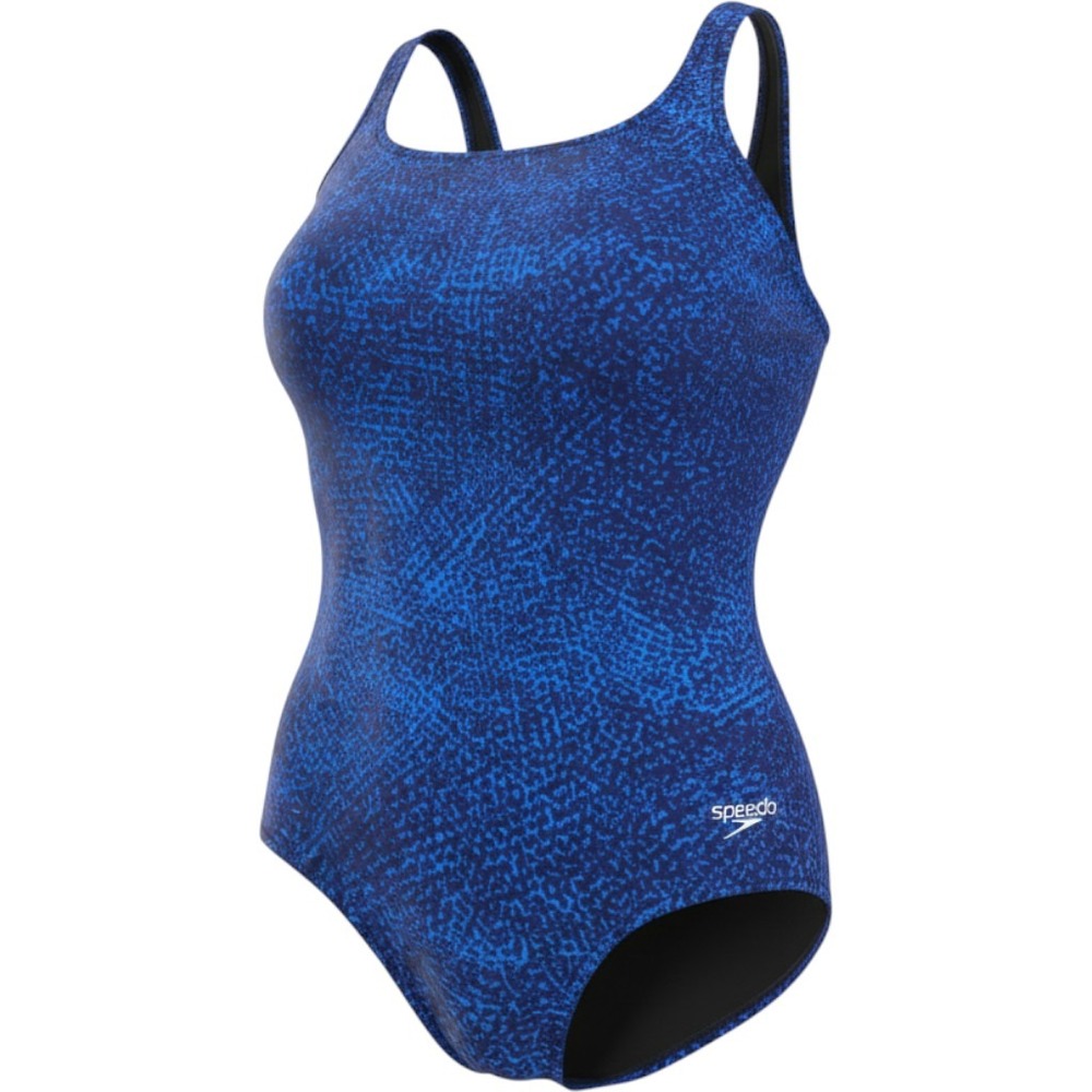 Speedo Endurance Lite Womens Swimsuit 14 Blue Mosaic Print One Piece Training